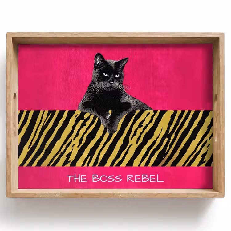Kat - Baas - Roze - Tijgerprint Dienblad Rechthoek middel -z3d_shopping