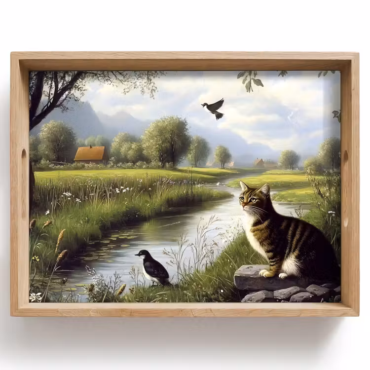 Kat - Beekje - Weide Dienblad Rechthoek middel -z3d_shopping
