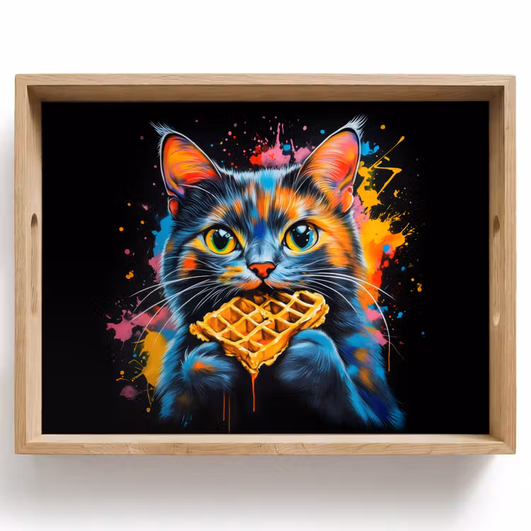 Kat - Graffiti - Kleurrijk - Wafel - Eten Dienblad Rechthoek middel -z3d_shopping