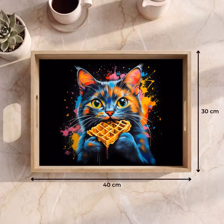 Kat - Graffiti - Kleurrijk - Wafel - Eten Dienblad Rechthoek middel -USP_Formaat