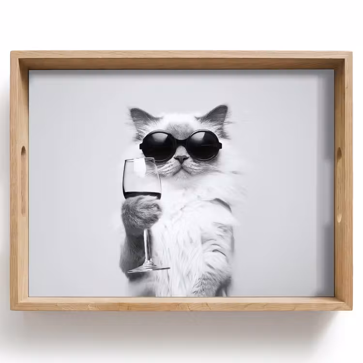 Kat - Zonnebril - Wijnglas - Langharig Dienblad Rechthoek middel -z3d_shopping