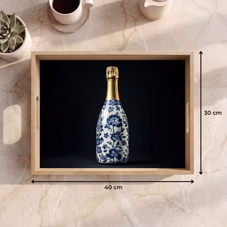 Champagne - Bloemen - Goud - Chique Dienblad Rechthoek middel -USP_Formaat