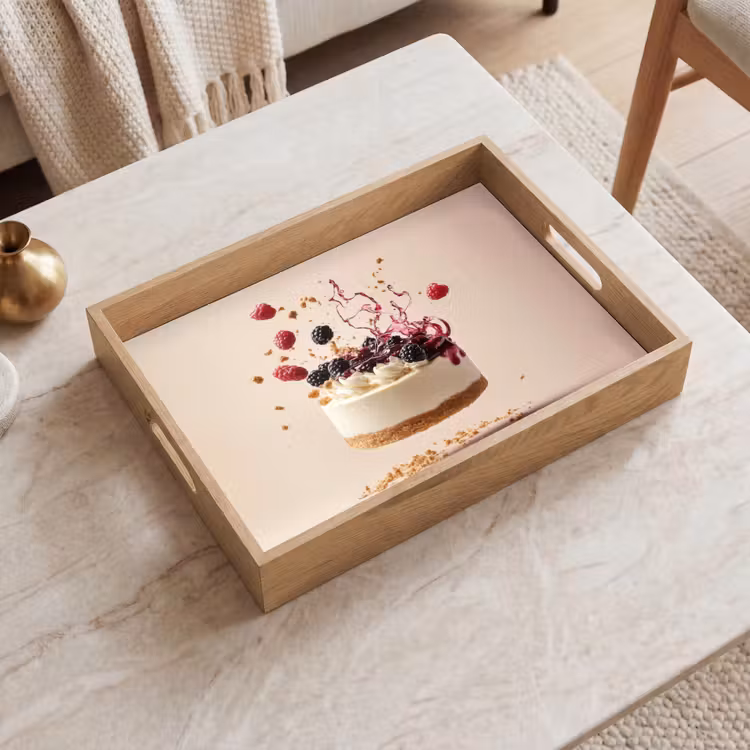 Cheesecake - Eten - Roze - Taart Dienblad Rechthoek middel -sfeer1