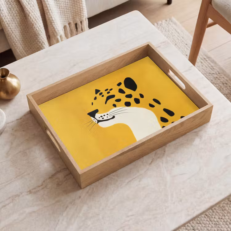 Cheetah - Illustratie - Geel Dienblad Rechthoek middel -sfeer1