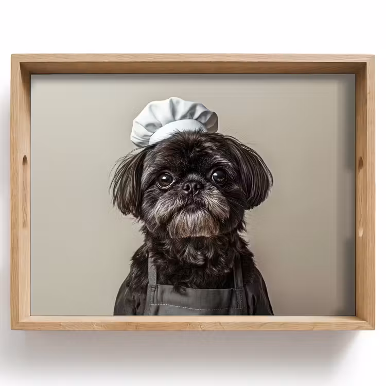 Kokskleding - Zwart - Hondje Dienblad Rechthoek middel -z3d_shopping