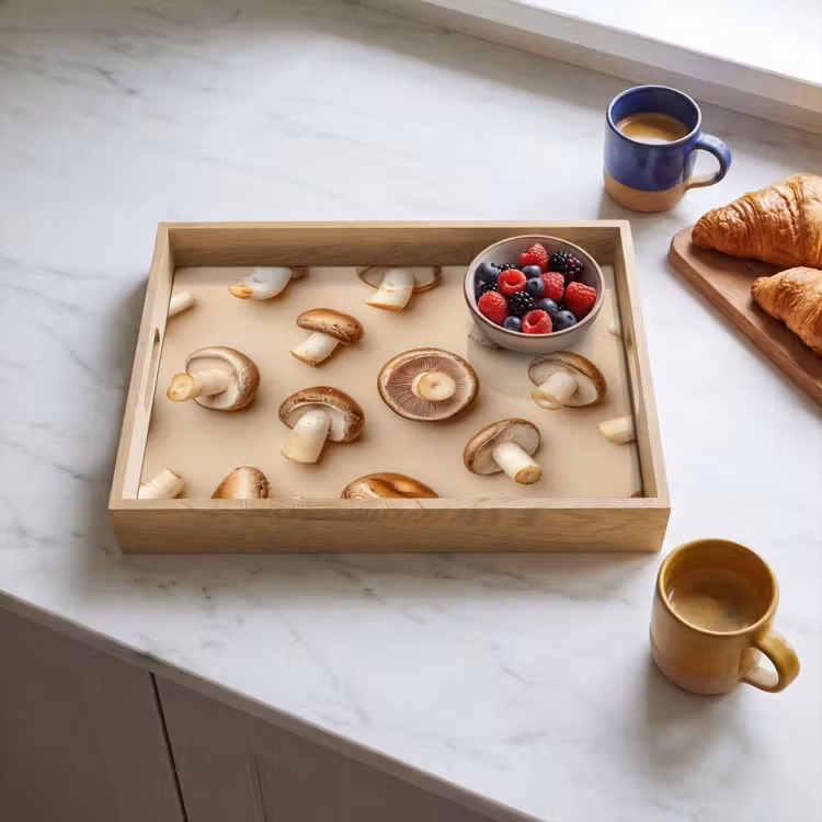 Kastanje Champignons - Beige Dienblad Rechthoek middel -sfeer2