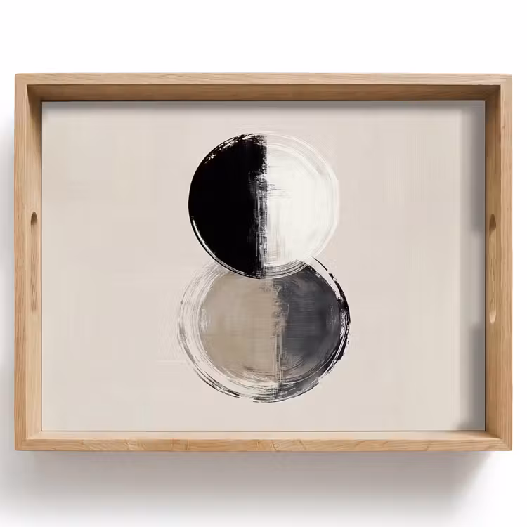 Cirkels - Strepen - Minimalistisch - Zwart Dienblad Rechthoek middel -z3d_shopping