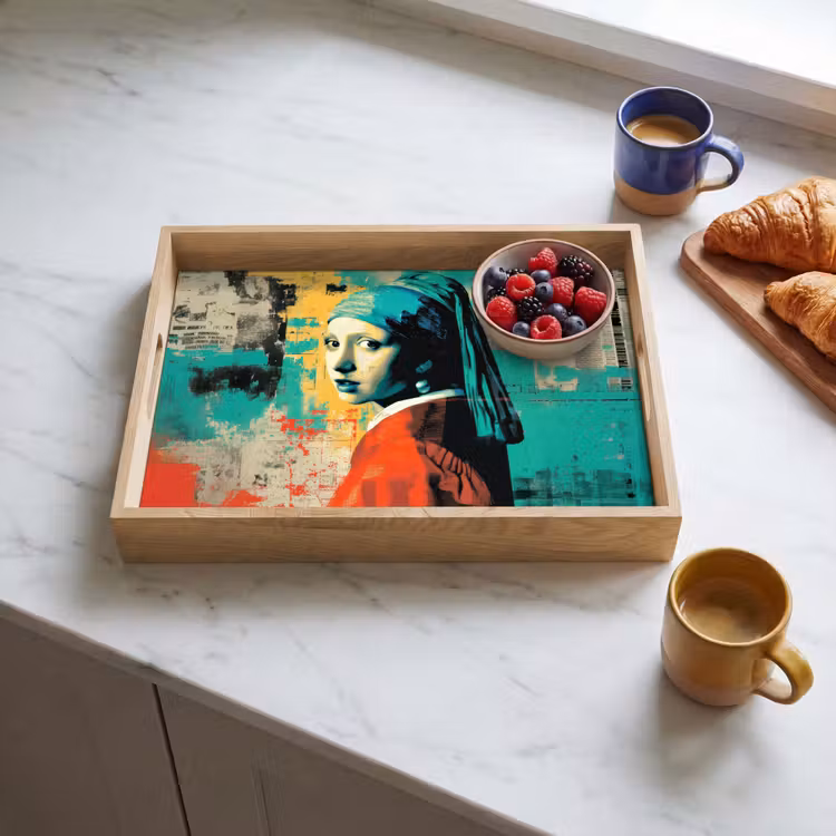 Klassiek - Pareloorbel - Streetartstijl - Kleurrijk Dienblad Rechthoek middel -sfeer2