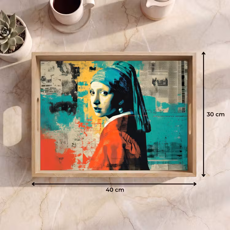 Klassiek - Pareloorbel - Streetartstijl - Kleurrijk Dienblad Rechthoek middel -USP_Formaat