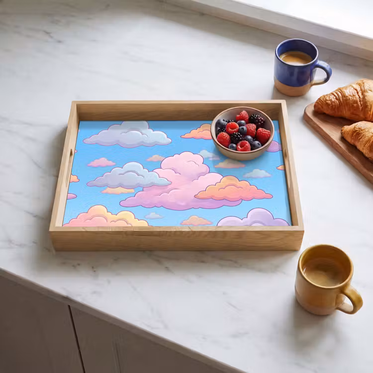Wolk - Lucht - Natuur - Illustratie - Pastel Dienblad Rechthoek middel -sfeer2