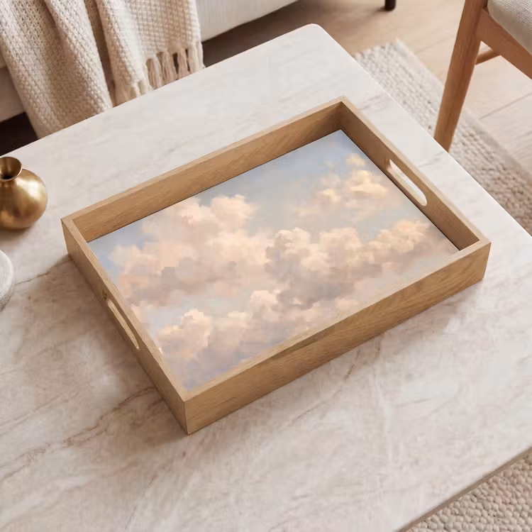 Wolken - Zacht - Natuur - Klassiek - Beige Dienblad Rechthoek middel -sfeer1