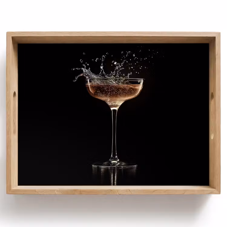 Cocktail - Zwart - Spetters - Glas Dienblad Rechthoek middel -z3d_shopping