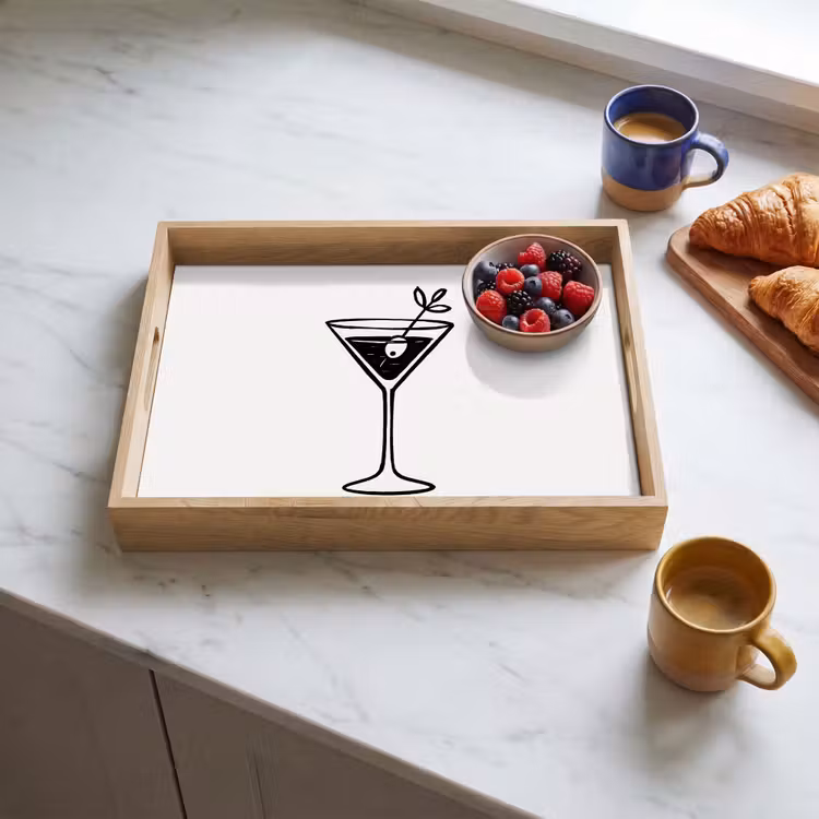 Cocktail - Glas - Olijf - Minimalistisch Dienblad Rechthoek middel -sfeer2
