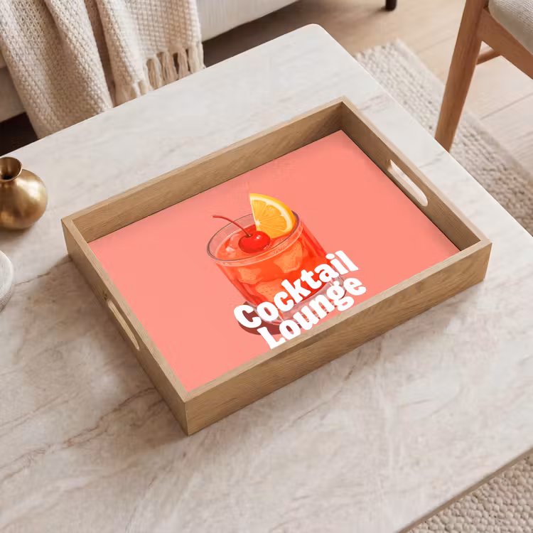 Cocktail Lounge - Glas - Koraal Dienblad Rechthoek middel -sfeer1