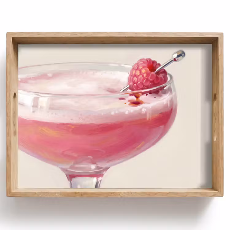 Cocktail - Framboos - Drank - Modern - Roze Dienblad Rechthoek middel -z3d_shopping