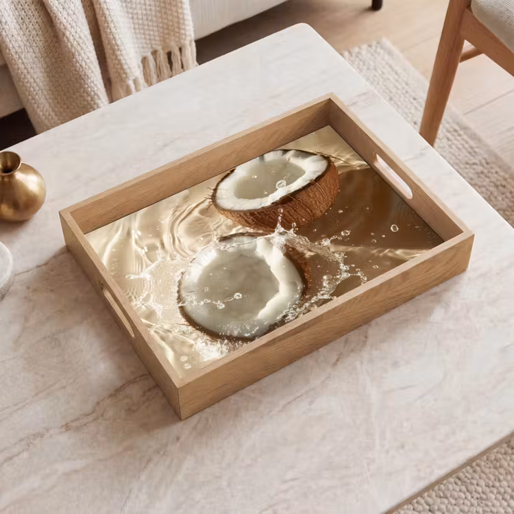 Kokosnoot - Water - Beige - Spetters Dienblad Rechthoek middel -sfeer1