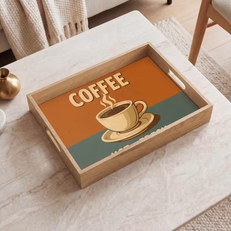 Koffie - Kop - Vintage - Quote Dienblad Rechthoek middel -sfeer1