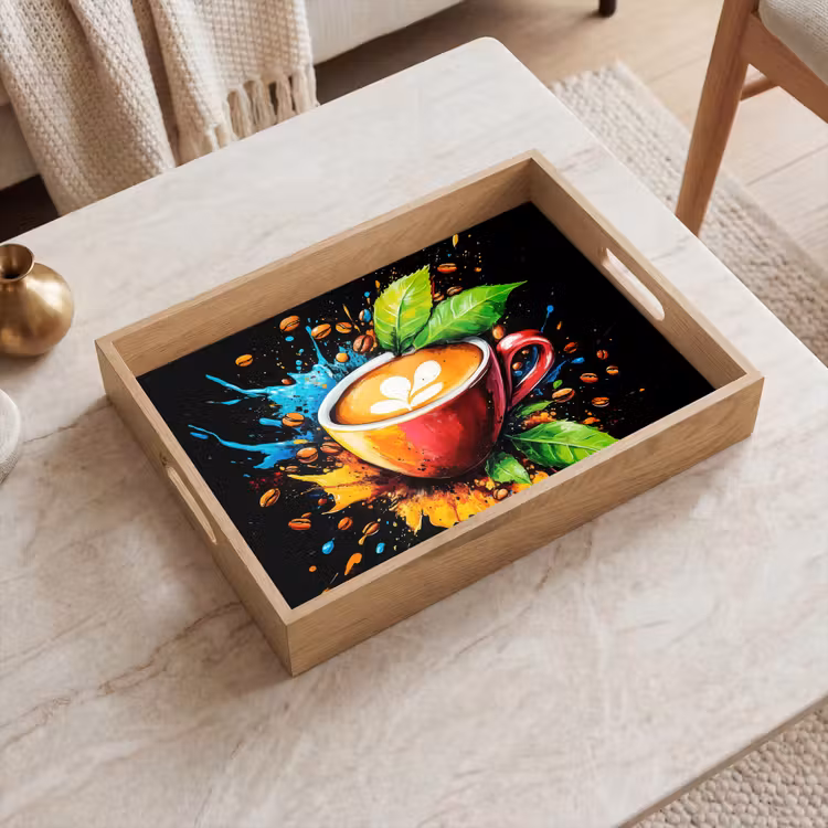 Koffie - Graffiti - Drinken - Abstract Dienblad Rechthoek middel -sfeer1
