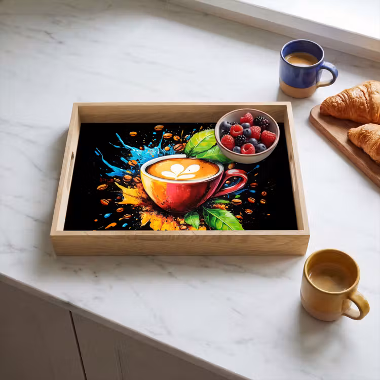 Koffie - Graffiti - Drinken - Abstract Dienblad Rechthoek middel -sfeer2
