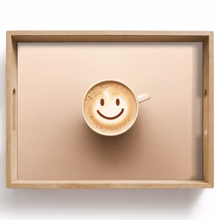 Koffie - Melkschuim - Lach - Beige Dienblad Rechthoek middel -z3d_shopping