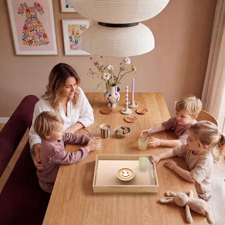 Koffie - Melkschuim - Lach - Beige Dienblad Rechthoek middel -sfeer4