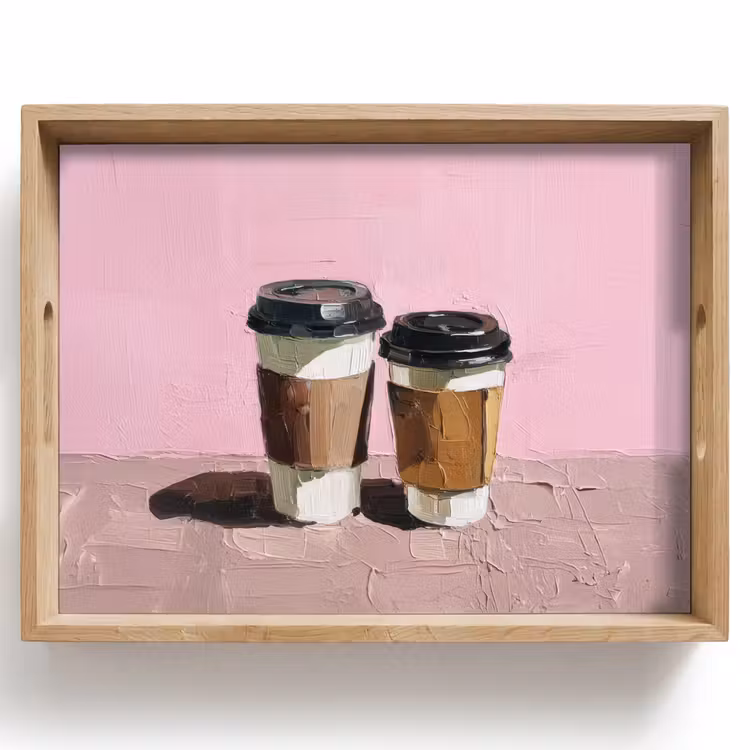 Koffiebekers - Deksel - Verf - Textuur Dienblad Rechthoek middel -z3d_shopping