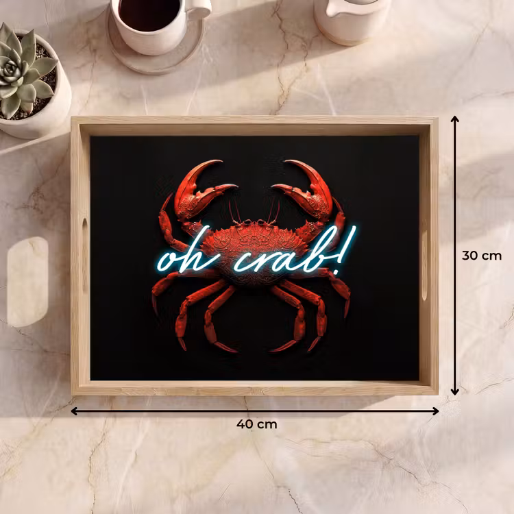 Krab - Rood - Neon - Quote Dienblad Rechthoek middel -USP_Formaat