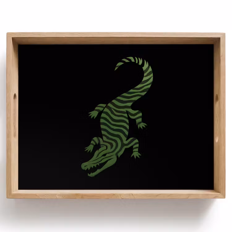 Krokodil - Groen - Tijgerachtig - Strepen Dienblad Rechthoek middel -z3d_shopping