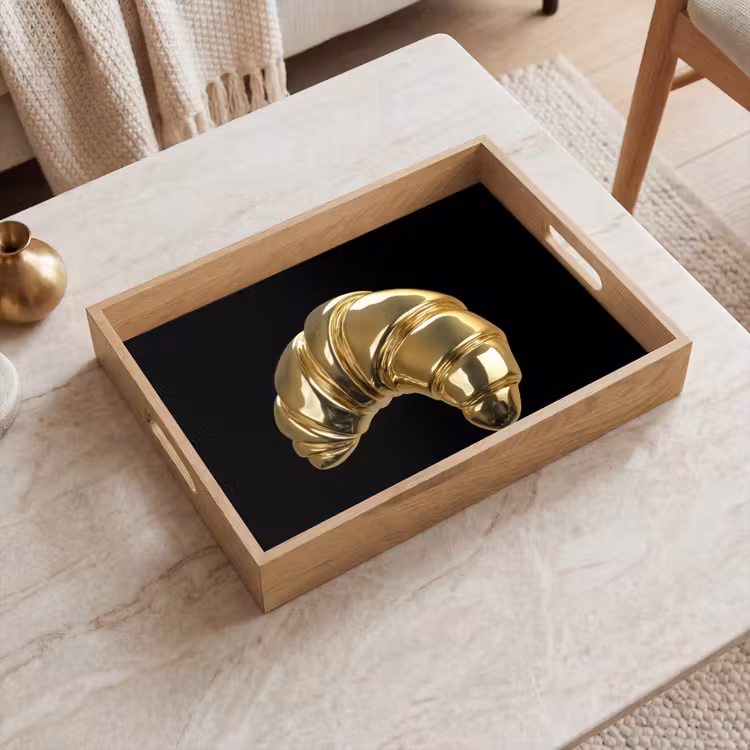 Croissant - Brood - Goud - Zwart Dienblad Rechthoek middel -sfeer1