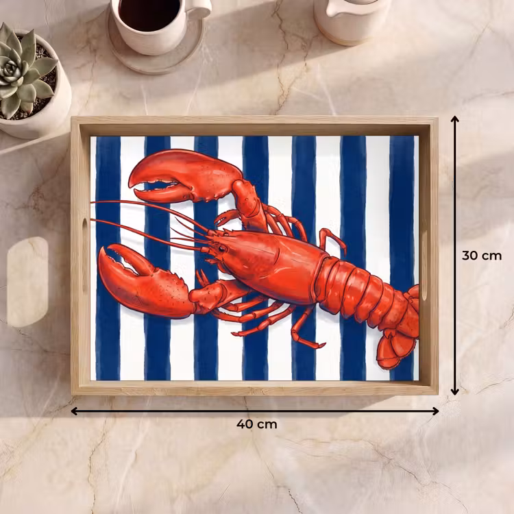 Schaaldier - Kreeft - Marine - Illustratie - Rood Dienblad Rechthoek middel -USP_Formaat