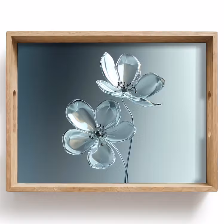 Kristal - Bloemen - Grijs Dienblad Rechthoek middel -z3d_shopping