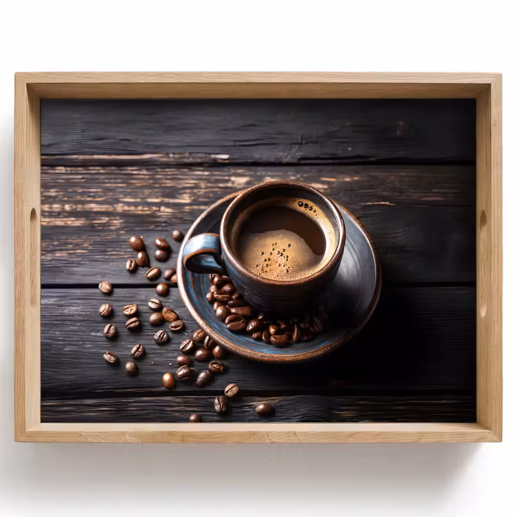 Kop - Koffie - Hout - Bonen Dienblad Rechthoek middel -z3d_shopping