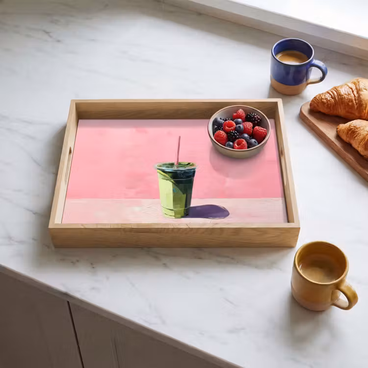 Beker - Rietje - Minimalistisch - Groen Dienblad Rechthoek middel -sfeer2