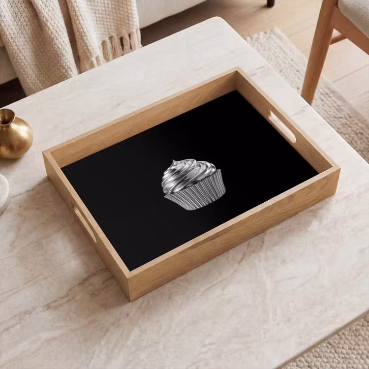 Cupcake - Luxueus - Zilver Dienblad Rechthoek middel -sfeer1
