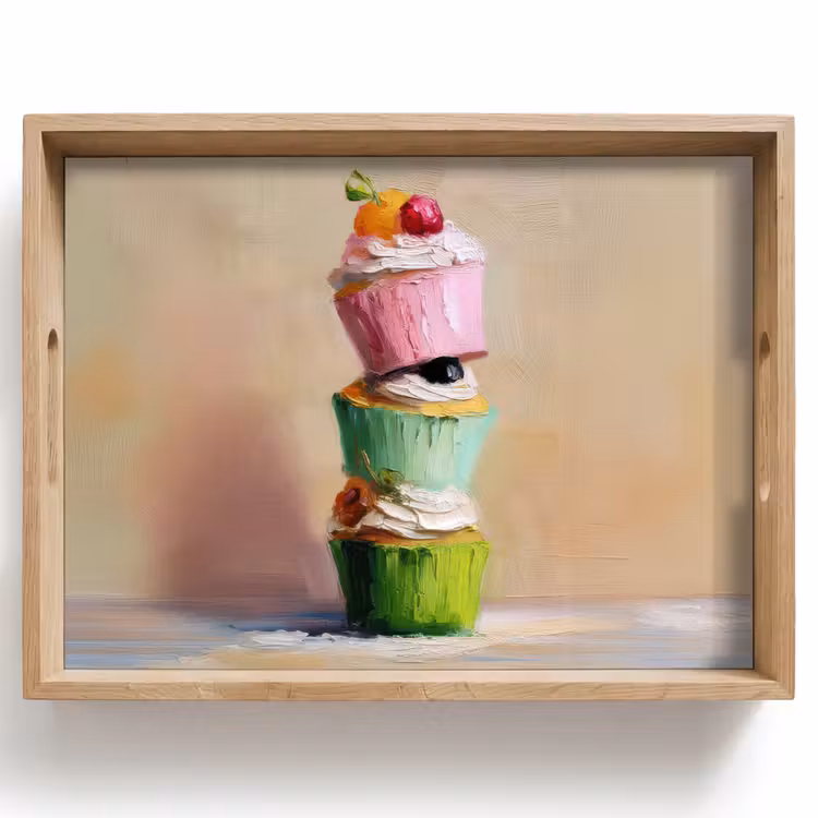 Cupcakes - Gestapeld - Kleurrijk - Fruit Dienblad Rechthoek middel -z3d_shopping