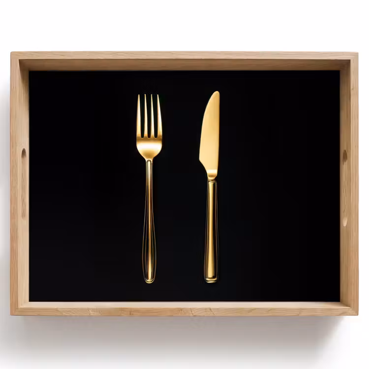 Bestek - Goud - Mes - Vork Dienblad Rechthoek middel -z3d_shopping