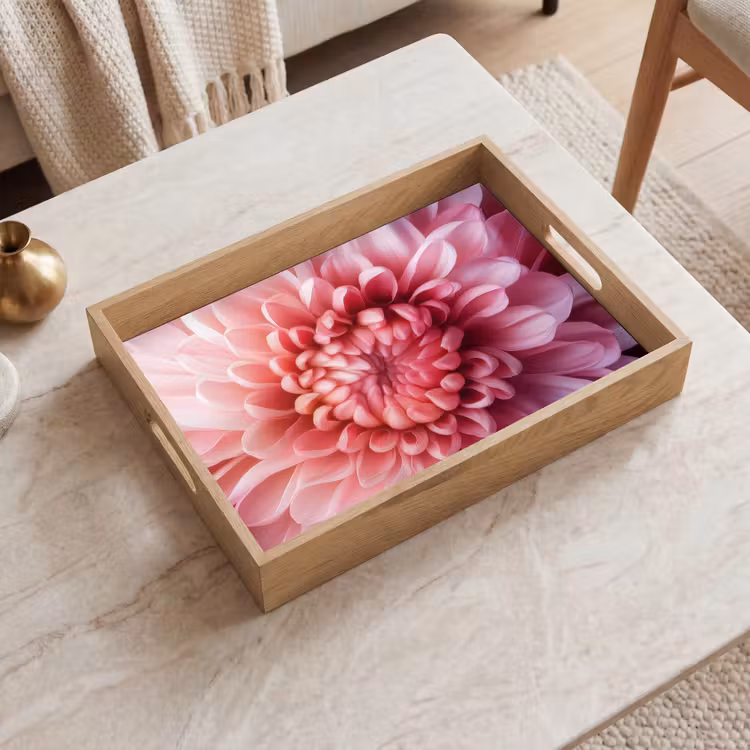 Dahlia - Bloem - Close up - Roze Dienblad Rechthoek middel -sfeer1