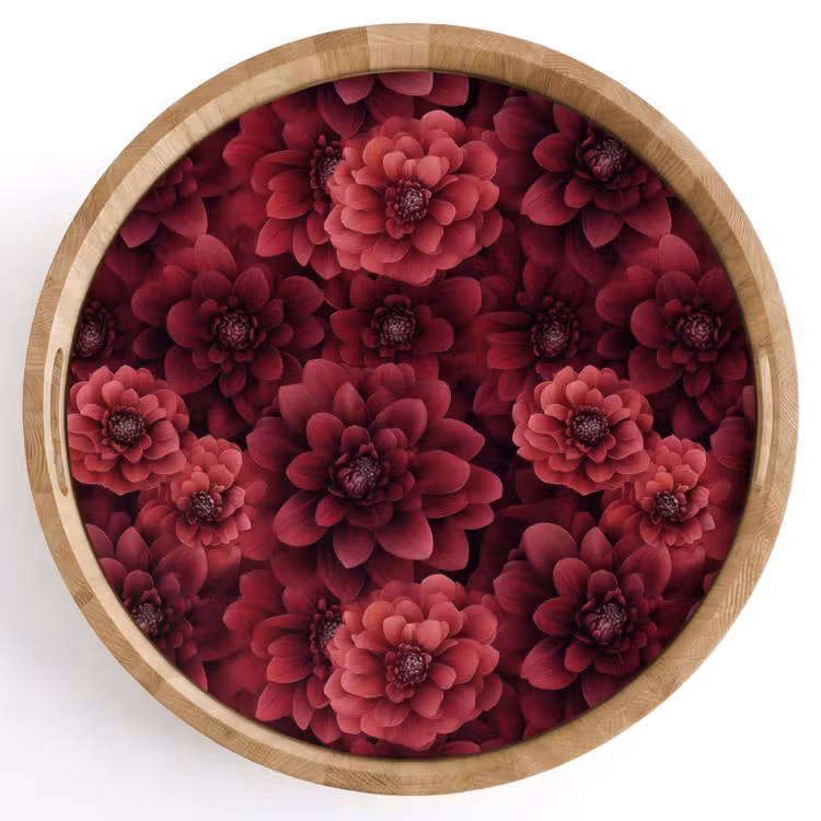 Dahlias - Bloemen - Rood Dienblad Rond middel 914 -z3d_shopping