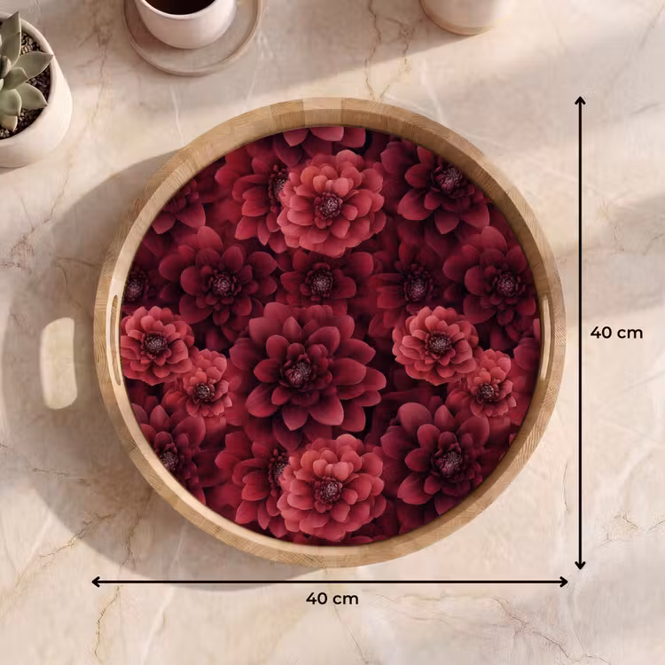 Dahlias - Bloemen - Rood Dienblad Rond middel 914 -USP_Formaat
