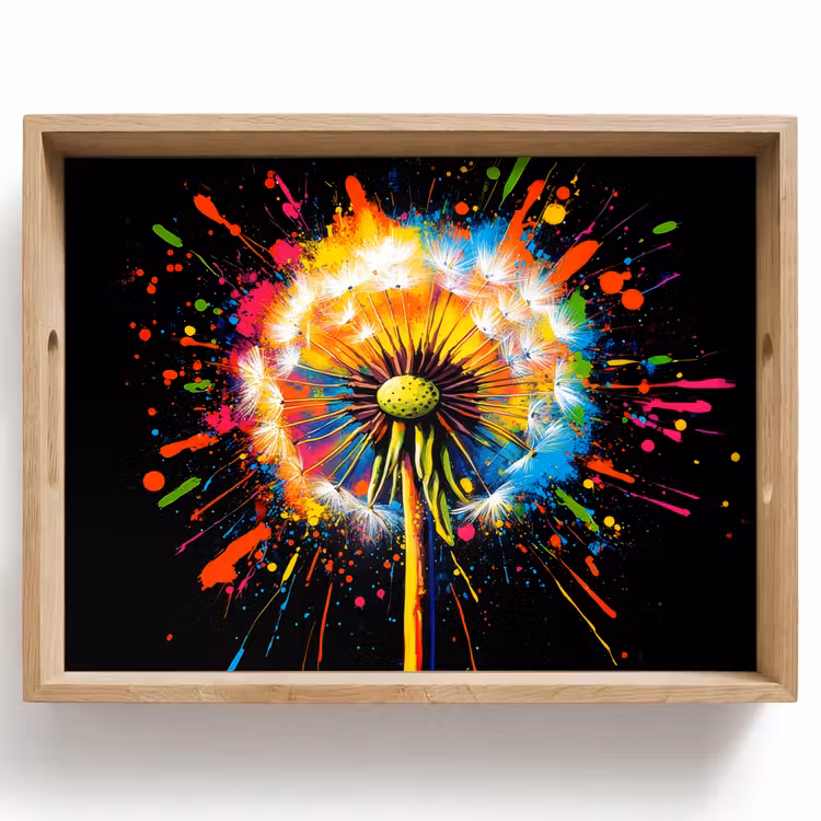 Paardenbloem - Graffiti - Kleurrijk - Bloemen - Natuur Dienblad Rechthoek middel -z3d_shopping