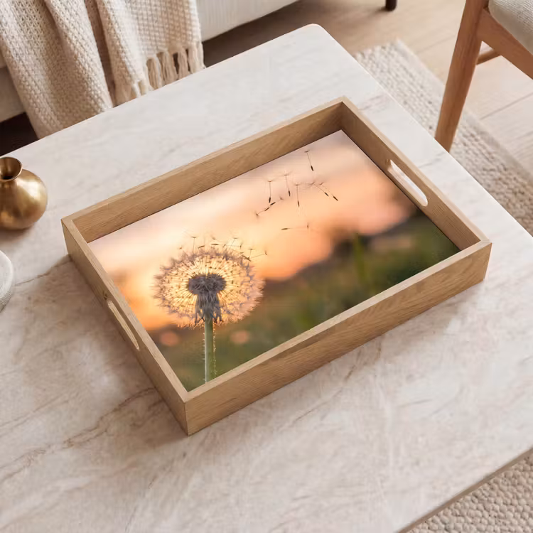 Paardenbloem - Zonsondergang - Veld Dienblad Rechthoek middel -sfeer1