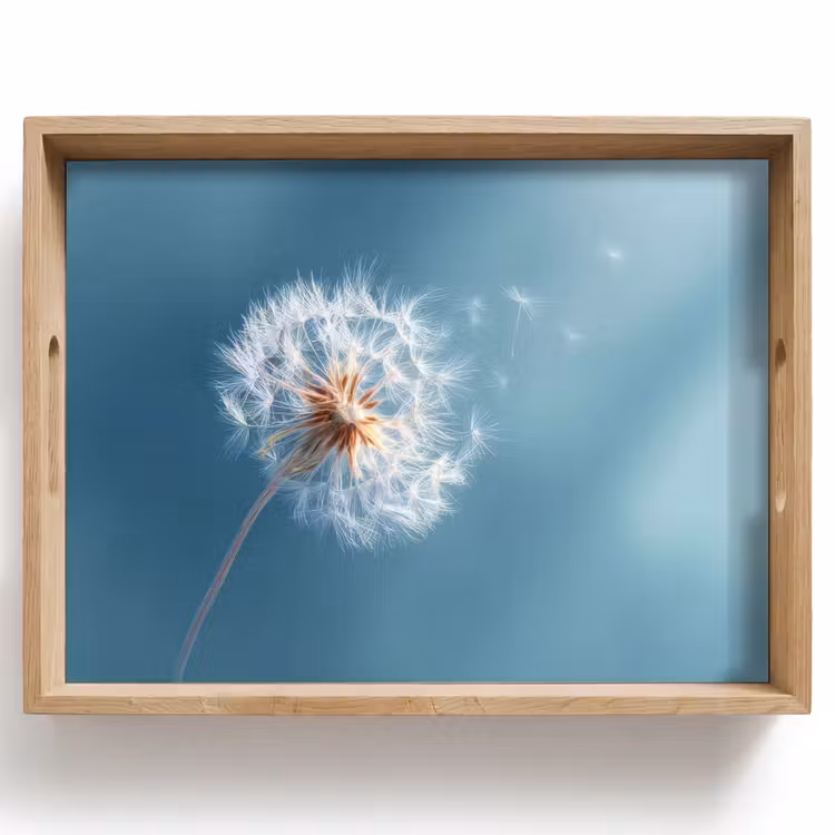 Paardenbloem - Wind - Blauw Dienblad Rechthoek middel -z3d_shopping
