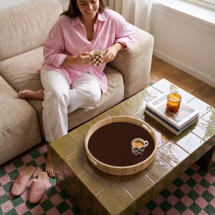 Dark - Chocolate - Bruin Dienblad Rond middel 914 -sfeer3