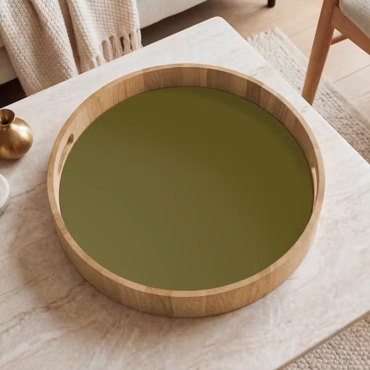 Dark - Olive - Groen Dienblad Rond middel 914 -sfeer1