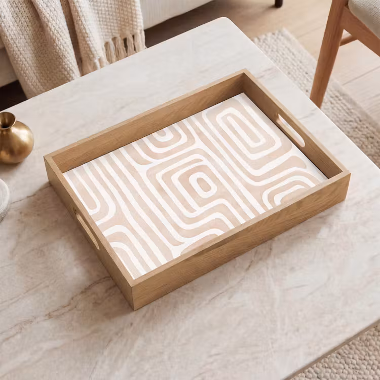 Decoratief - Labyrint - Beige Dienblad Rechthoek middel -sfeer1