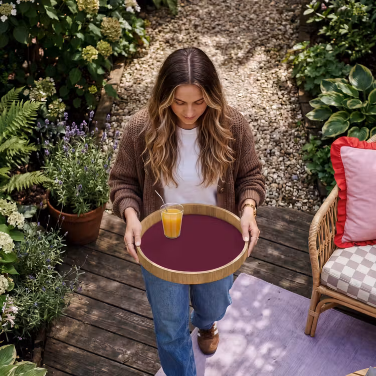 Deep - Plum - Paars Dienblad Rond middel 914 -sfeer5