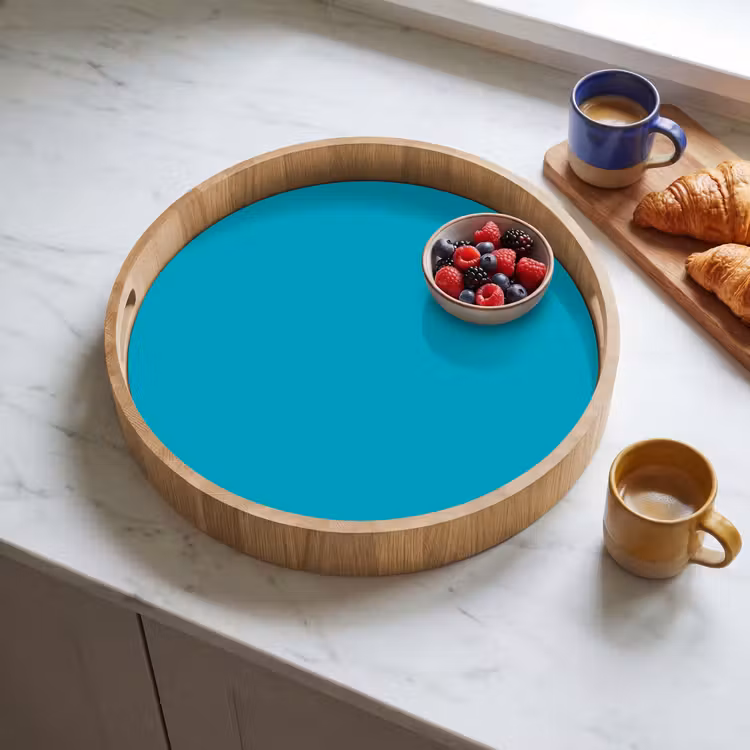 Deep - Turquoise - Turkoois Dienblad Rond middel 914 -sfeer2