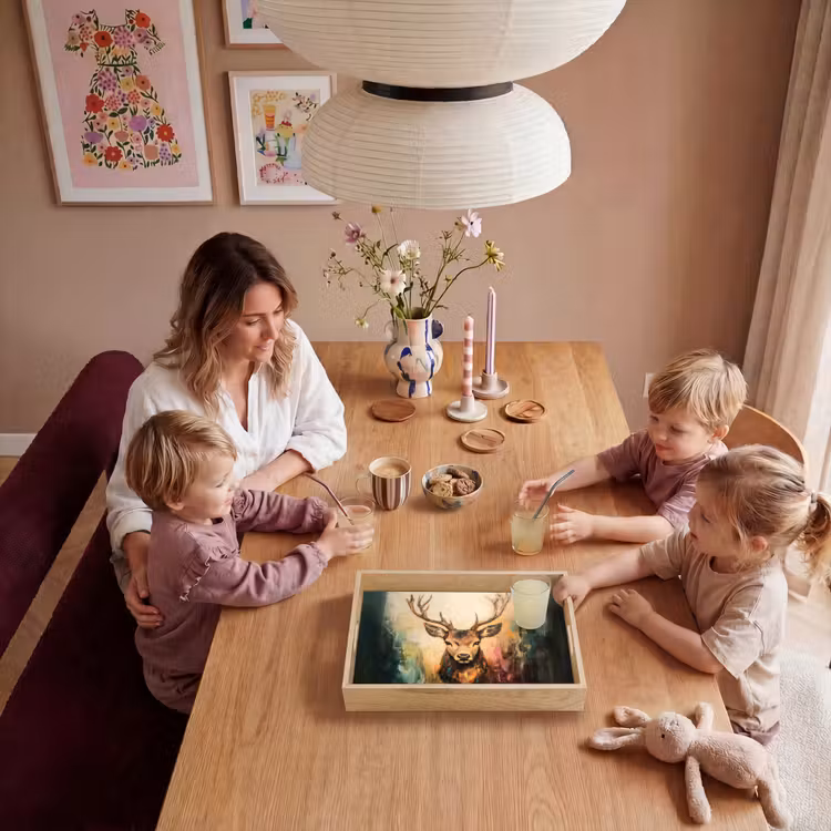 Hert - Geverfd - Gewei - Bruin Dienblad Rechthoek middel -sfeer4