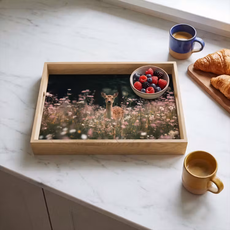 Hert - Wilde bloemen - Bos Dienblad Rechthoek middel -sfeer2