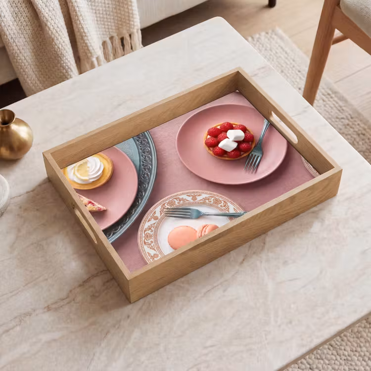 Dessert - Taart - Gebak - Zoet - Roze Dienblad Rechthoek middel -sfeer1